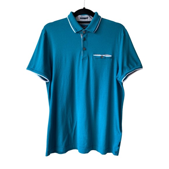 Ted Baker Derry Modern Slim Fit Polo Teal - Picture 1 of 10